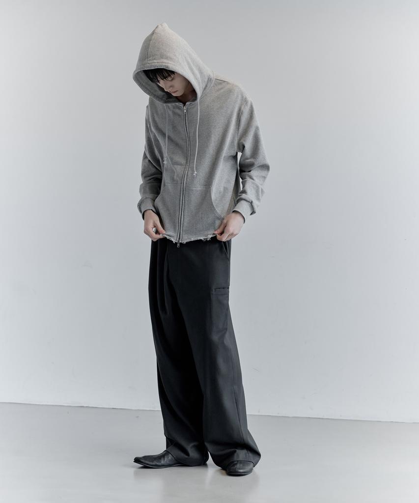 Kiryu Cut Off Hoddie Zip Up_Melange Gray