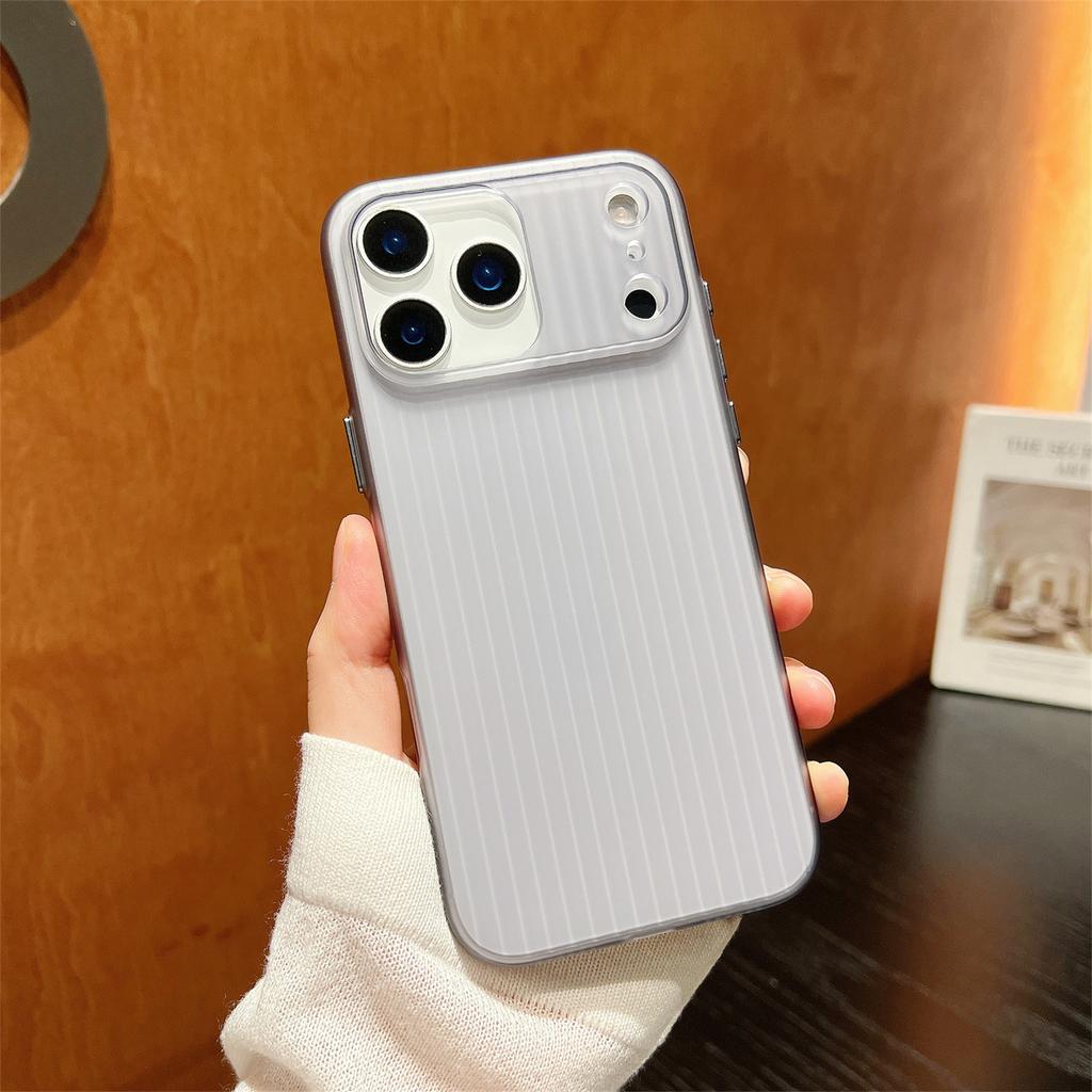 For iPhone 17 Pro Max PC Phone Case Corrugated Textured Protective Back Cover