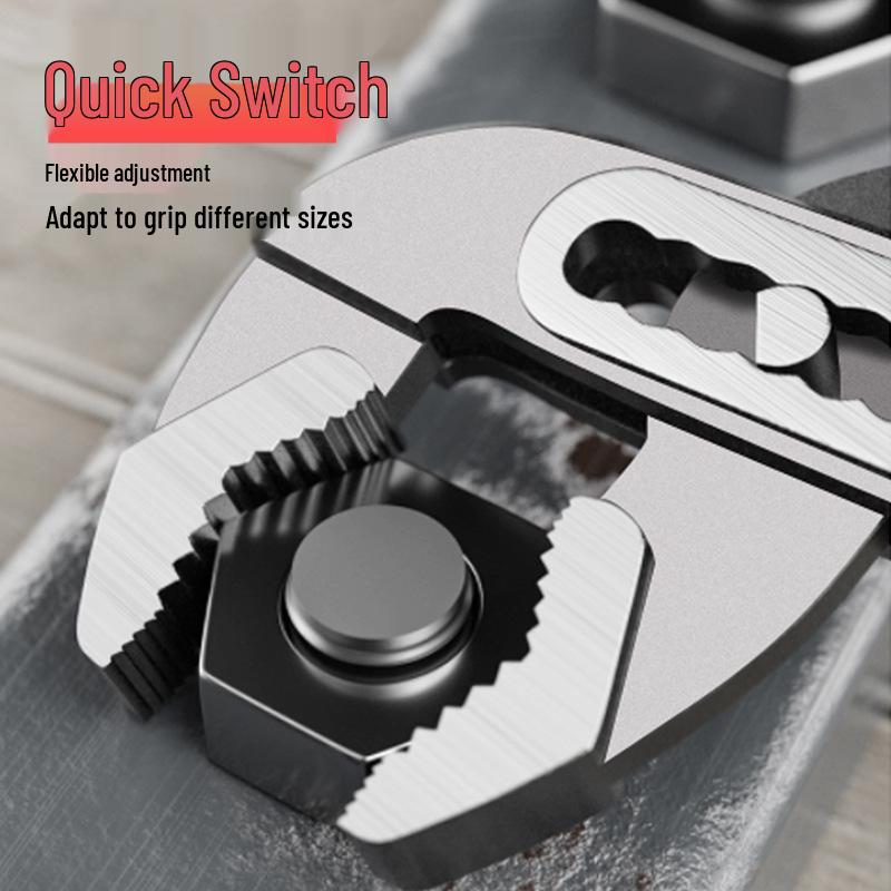 Adjustable Multifunctional Water Pump Pliers - Universal Large Opening Pipe Wrench with Movable Locking Mechanism.
