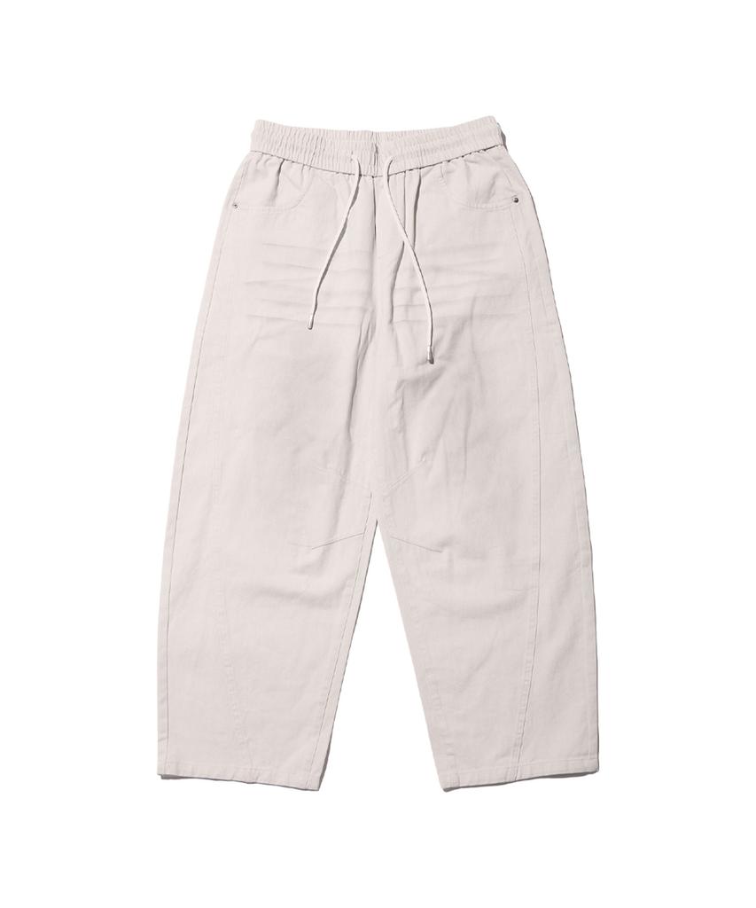 CREAM SODA LAB Front Catbrush Washed Cotton Elastic Waist Pants Ivory