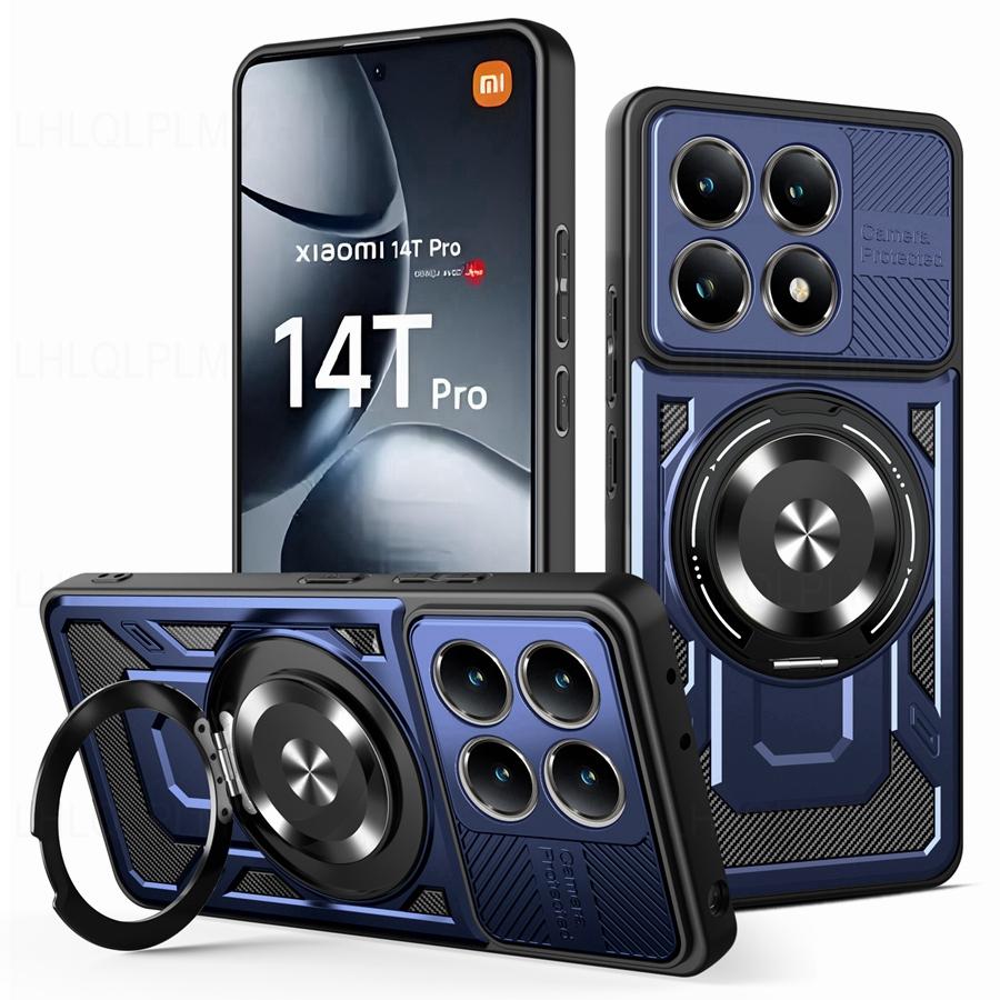 Luxury Shockproof Armor Magnetic Case For Xiaomi Redmi Note 14S 14 13 Pro 5G 14C A5 Poco C75 M6 X6 X7 F7 14T 15 Ultra Ring Cover