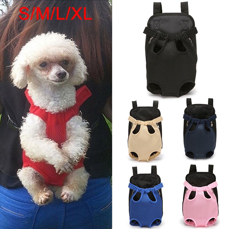 Portable Pet Backpack Adjustable Shoulder Strap Dog Travel Bag Canvas Dog Bag Mesh Cloth Chest Pack