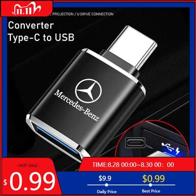 Adaptateur Convertisseur Connecteur Adaptateur Mâle Type C OTG vers USB Femelle pour Mercedes Benz AMG W203 W206 W220 W205 W211 W212 W201 W210