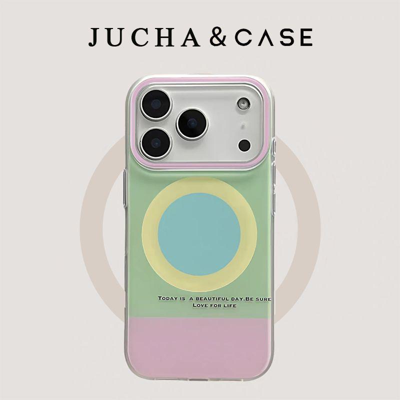 

Blue and Yellow Color-Block Round Ring for Apple 17, Xiaomi 15 Pro, and Huawei Mate70 Phone Cases OPPO Reno 14