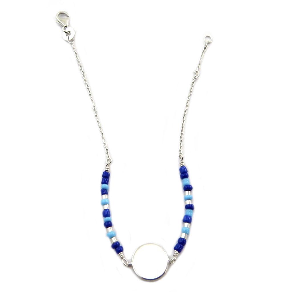 Les Trésors De Lily [P9273] - Silver Bracelet 'Boho' Silver Blue (rhodium Plated) - 10 Mm