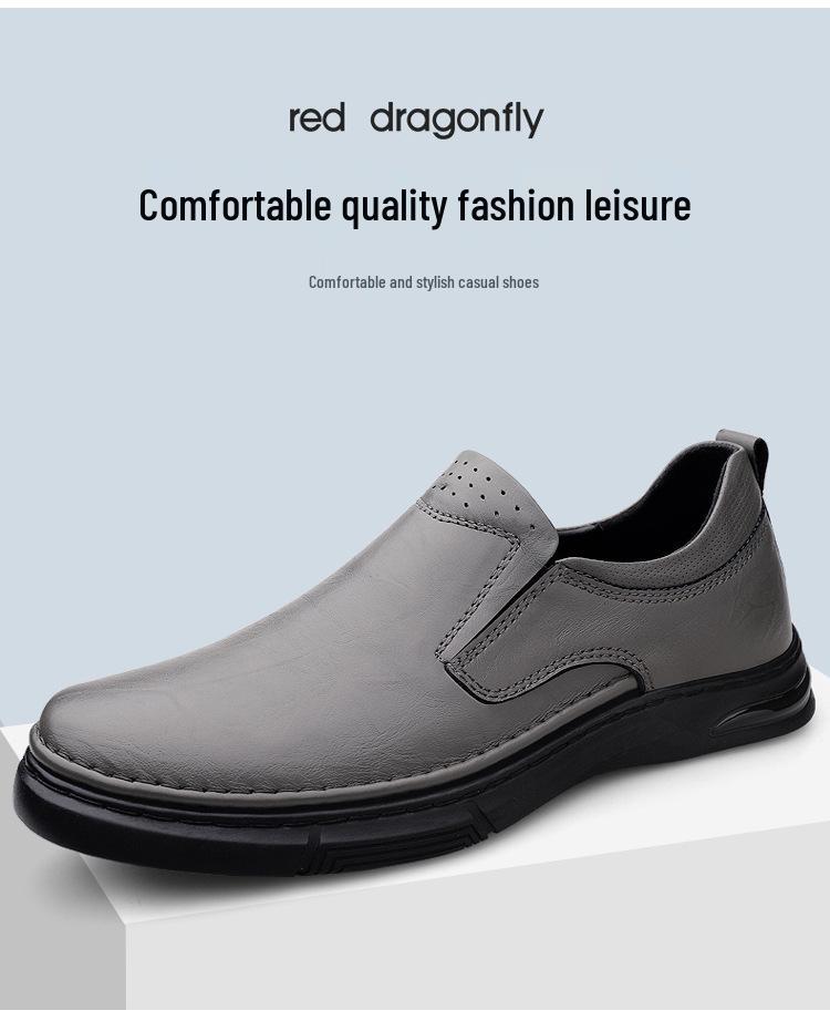 Men's Spring Loafers: Formal Leather Slip-on, Low-top Casual Driving Shoes, Top Layer Cowhide