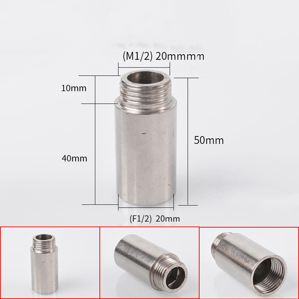 Brass 1/2 " Female To Male Stainless Steel Thickened Extension Joint Lengthened Hexagonal Extension Direct Chrome Plating Brass