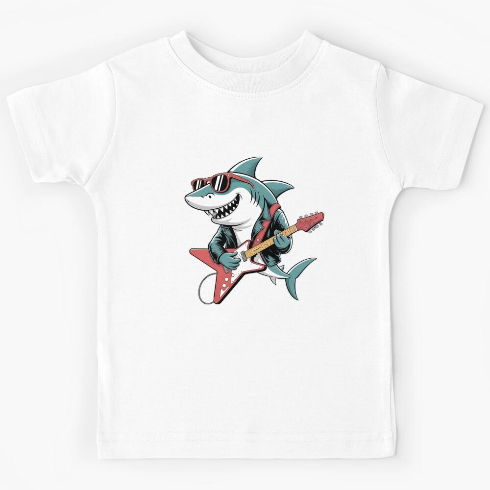 Shark Playing Guitar Kids T-Shirt 150