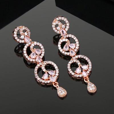 Charming Women's Earrings In Rose Gold Plated and CZ