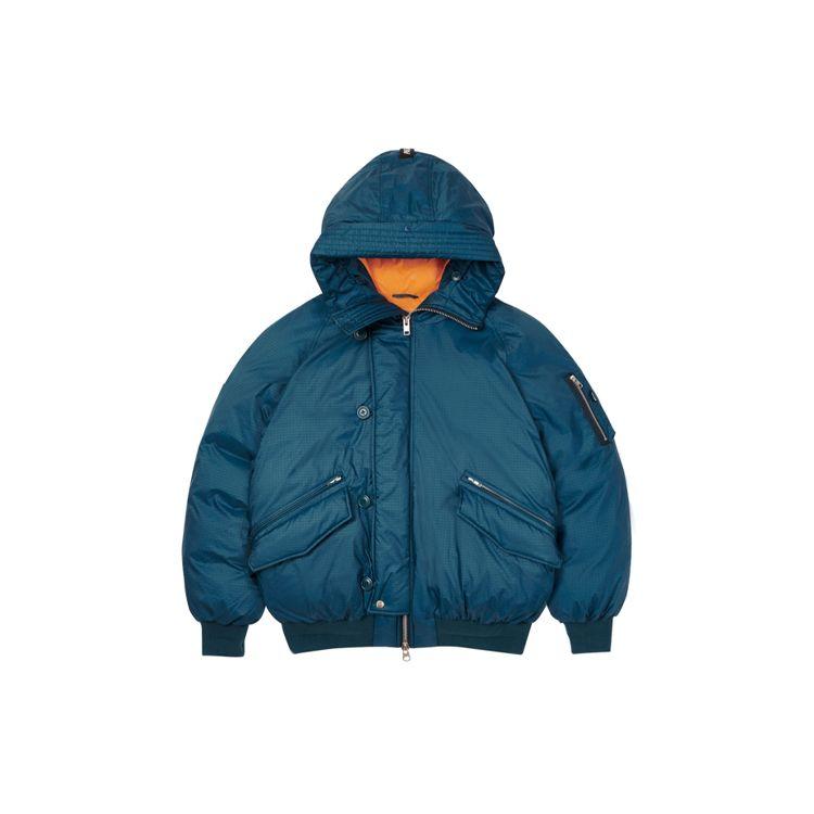 Palace P-2B Short Hooded Removable Fur Collar Down Jacket Unisex Outerwear Blue P19JK042