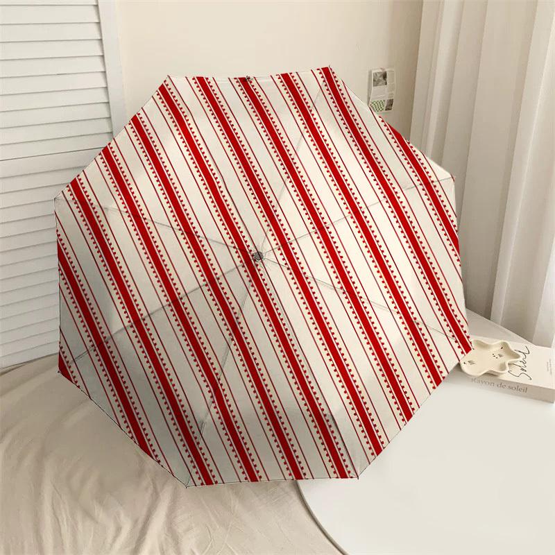 

1PC Stripes red Automatic Open/Close Umbrella with Windproof, 8-Rib Sturdy Canopy, Durable Ribs, Fashionable Design1356A
