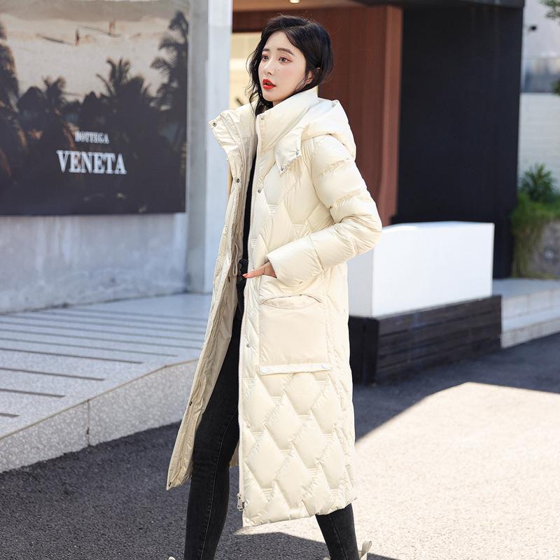 Buzunar mare, cu glugă, cu șnur, rezistentă la vânt, de lungime medie, din bumbac, haină pufă, îmbrăcăminte de iarnă