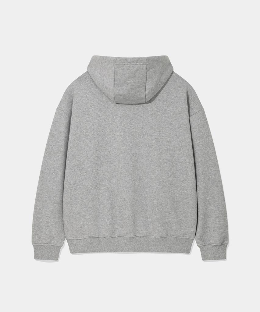 [Set] Dolphin Silicone Print Hoodie & One-Pleat Pants Melange Grey