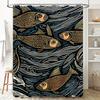 Modern Artistic Colorful Fish Pattern Waterproof Shower Curtain For Stylish Bathroom Decor, Easy Install