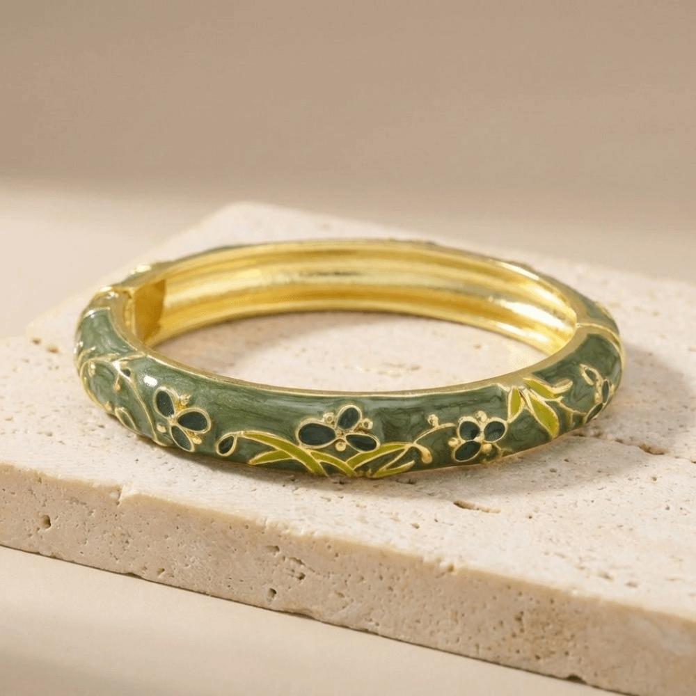 Elegant Enamel Bracelet Zinc Zinc Zinc Alloy Retro Court Floral Bangle Vintage Traditional Jewelry  Fashion