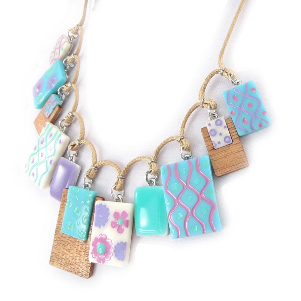 NOA [K0187] - Collier Créateur 'Bora Bora' turquoise mauve
