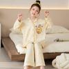 Girls Cotton Pajama Set With Collar Long Sleeve Cartoon Print Fall Kids Sleepwear Comfortable Home Outfit