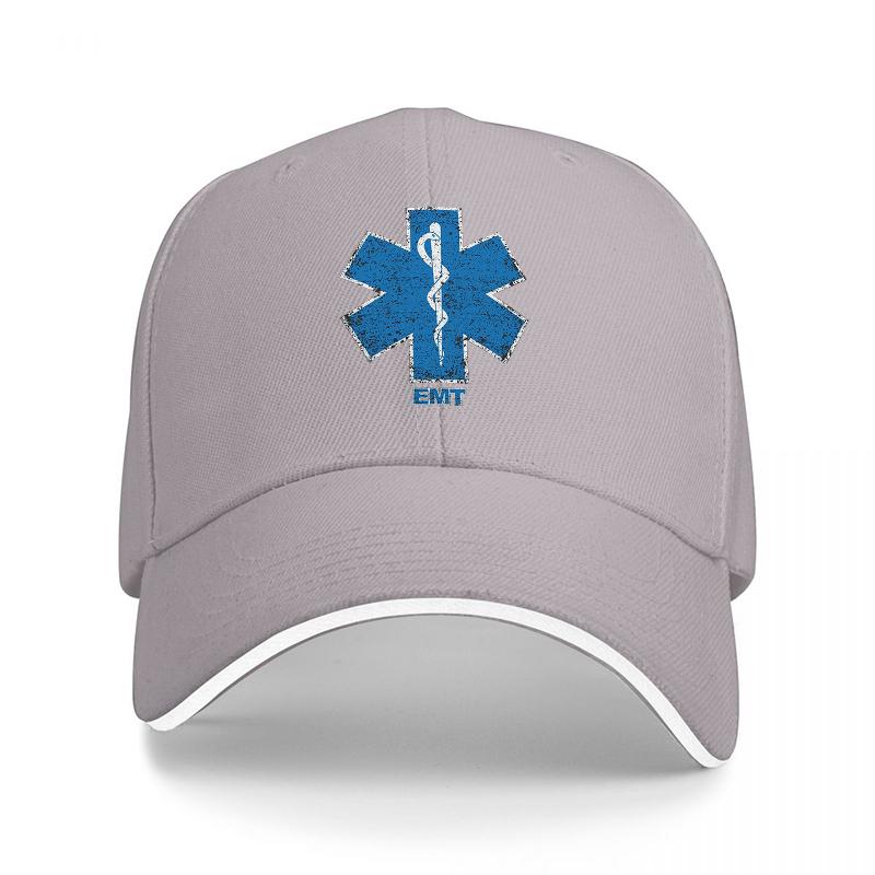 Star of Life Medical Emblem Black Baseball Cap with Blue Symbol and White Trim Design for Emergency Services Enthusiasts