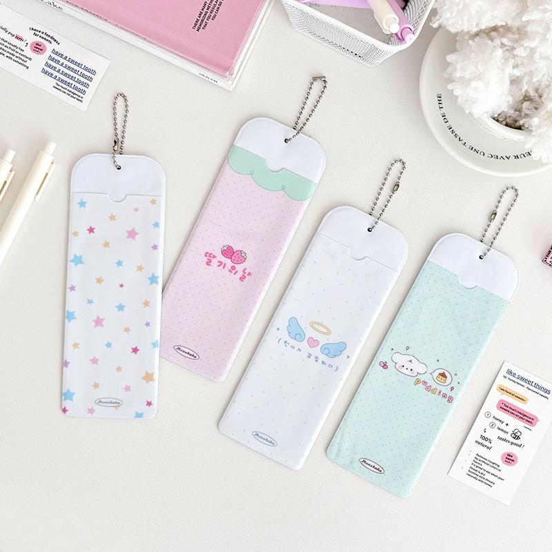 Photocard Holder Pvc Transparent Card Case Student Campus Card Access Bag Strawberry Four Grid Card Sleeve
