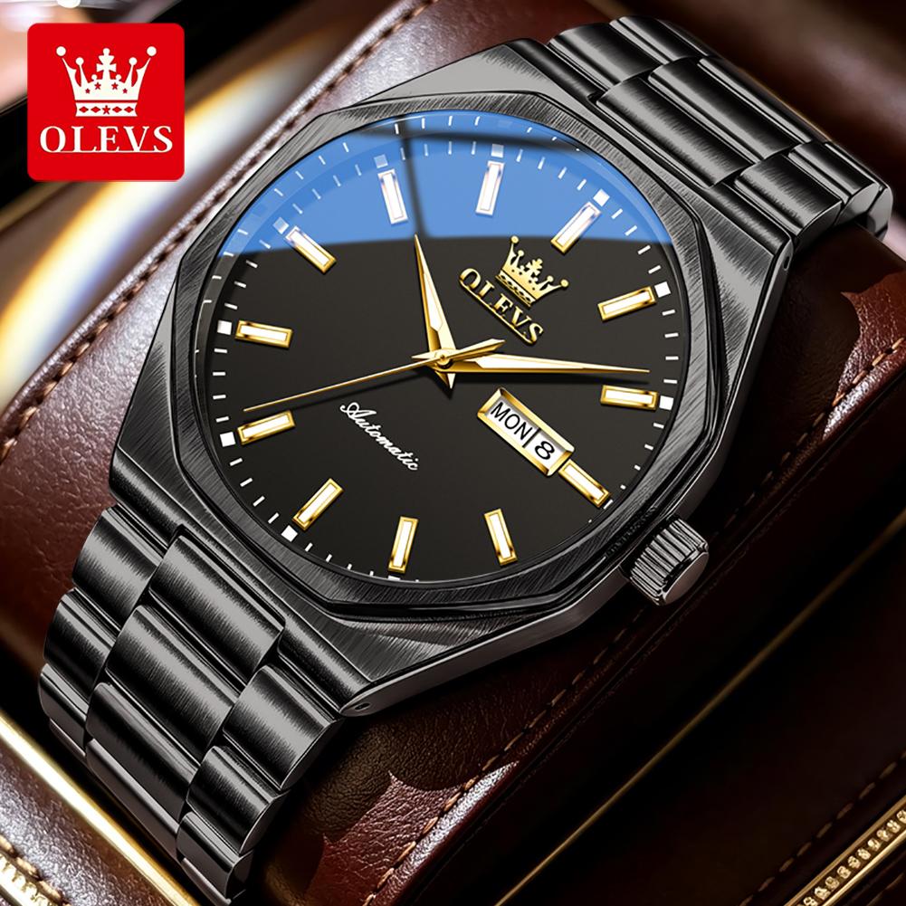 OLEVS New Automatic Man Watch Original Stainless Steel Auto Date Waterproof Luminous Brand Mechanical Watches for Men Gifts 6786