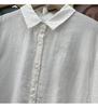 Women's Retro Cotton Linen Long Sleeve Shirt with Lace Detail