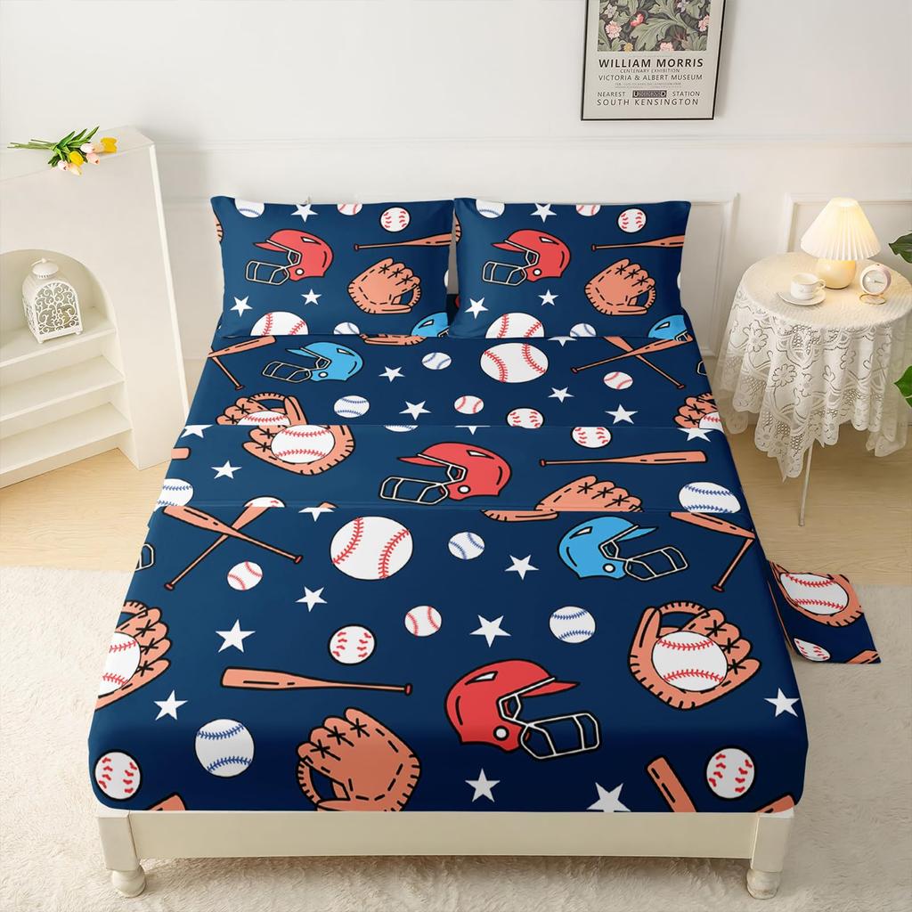 Ice Hockey Player Pattern Sheet Four Piece Bedding Set Bedroom Room Dormitory Bedding Decoration