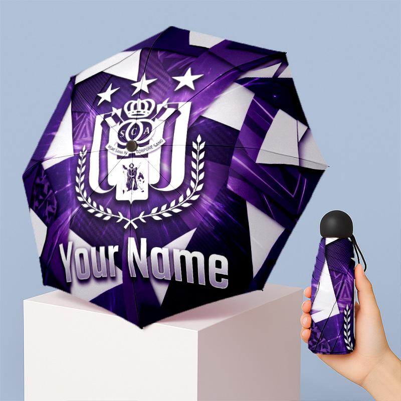 Anderlecht FC Manual Five Fold 8 Rib Umbrella Support Custom Text, Lightweight Travel Umbrella