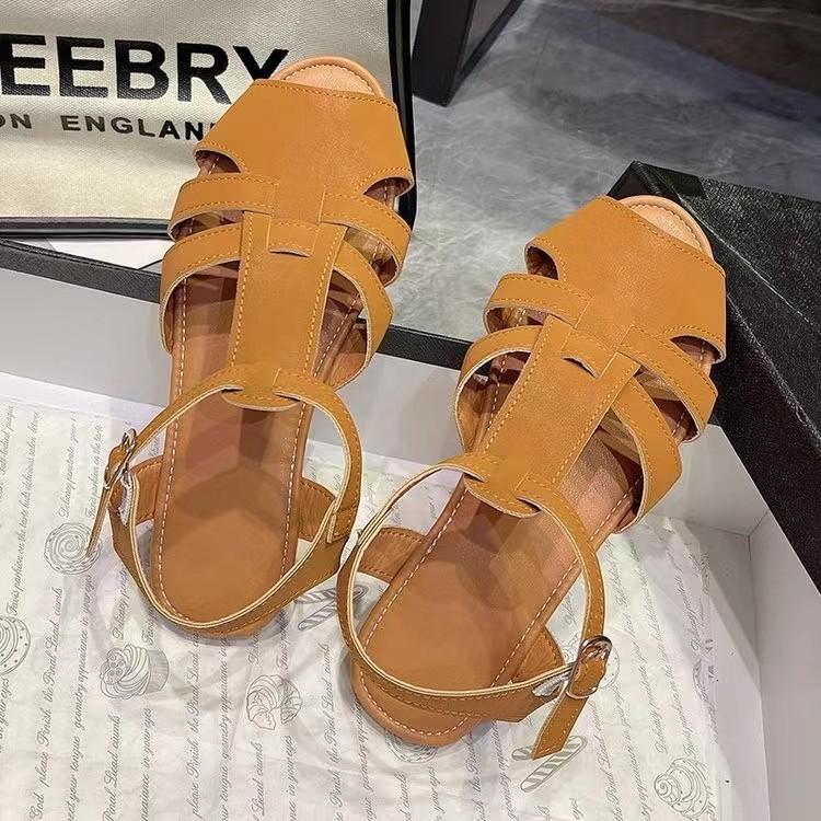 Neue Fischmaul-Sandalen Damen einfarbig Ein-Wort-Schnallenriemen hohle Fischmaul-Sandalen Damen