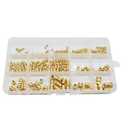 300Pcs Female Thread Knurled Nuts M2-M6 Brass Threaded Insert Round Injections Moulding Knurled Nuts Assortment Kits