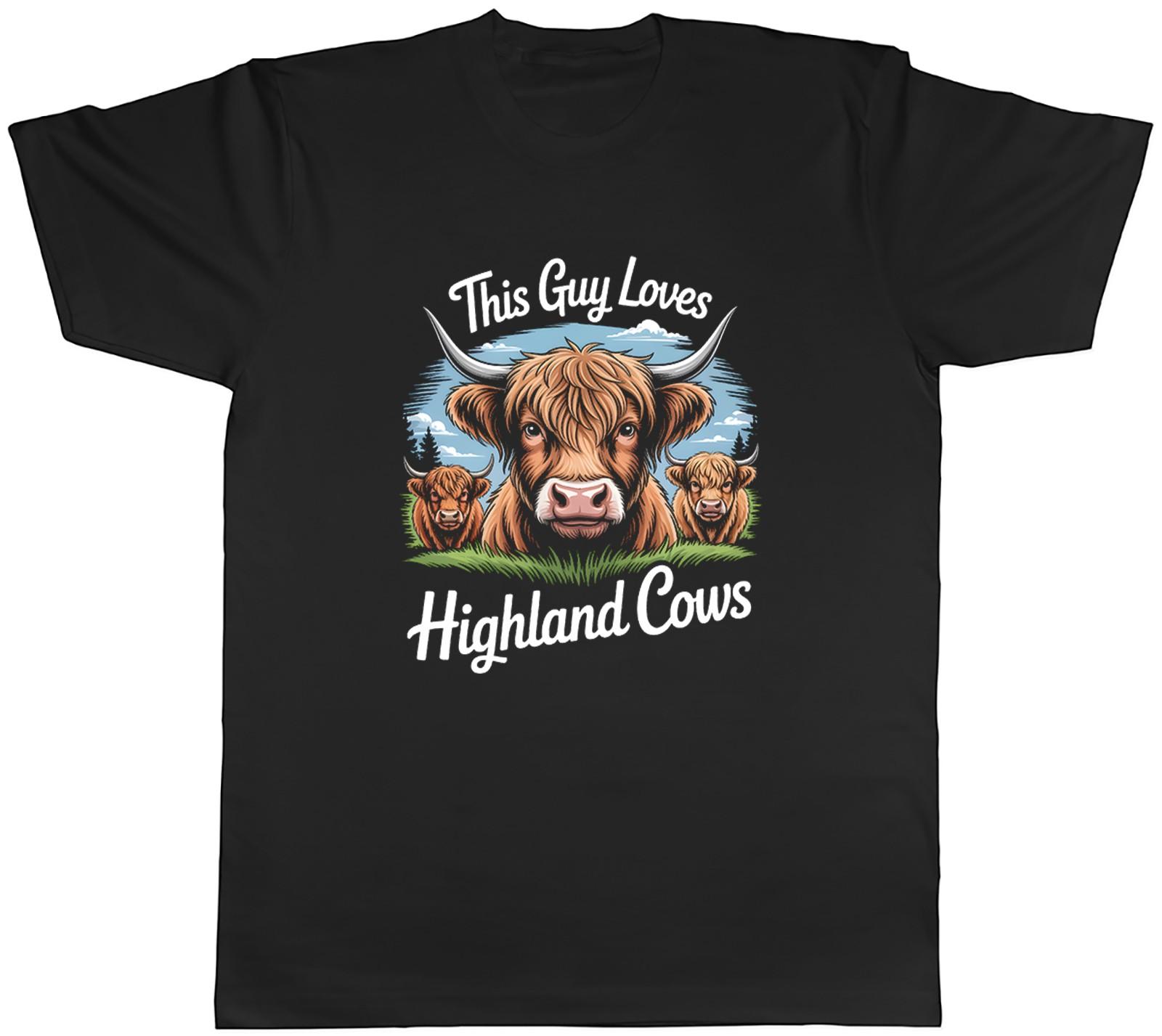 This Guy Loves Highland Cows Mens T-Shirt Tee Gift Top L