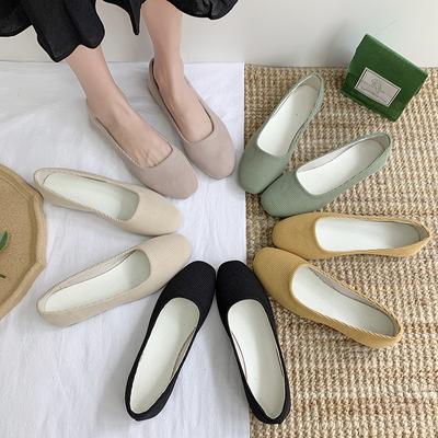Zapatos individuales casuales cómodos de boca poco profunda planos de suela blanda para mujeres y niñas