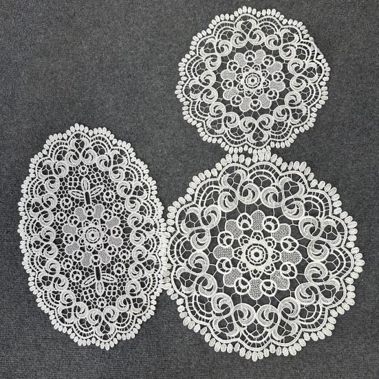 White Lace Placemat, Round Oval Vintage Doily, Embroidered Placemat Coaster for Cup Vase Dining Table Wedding Party Decor