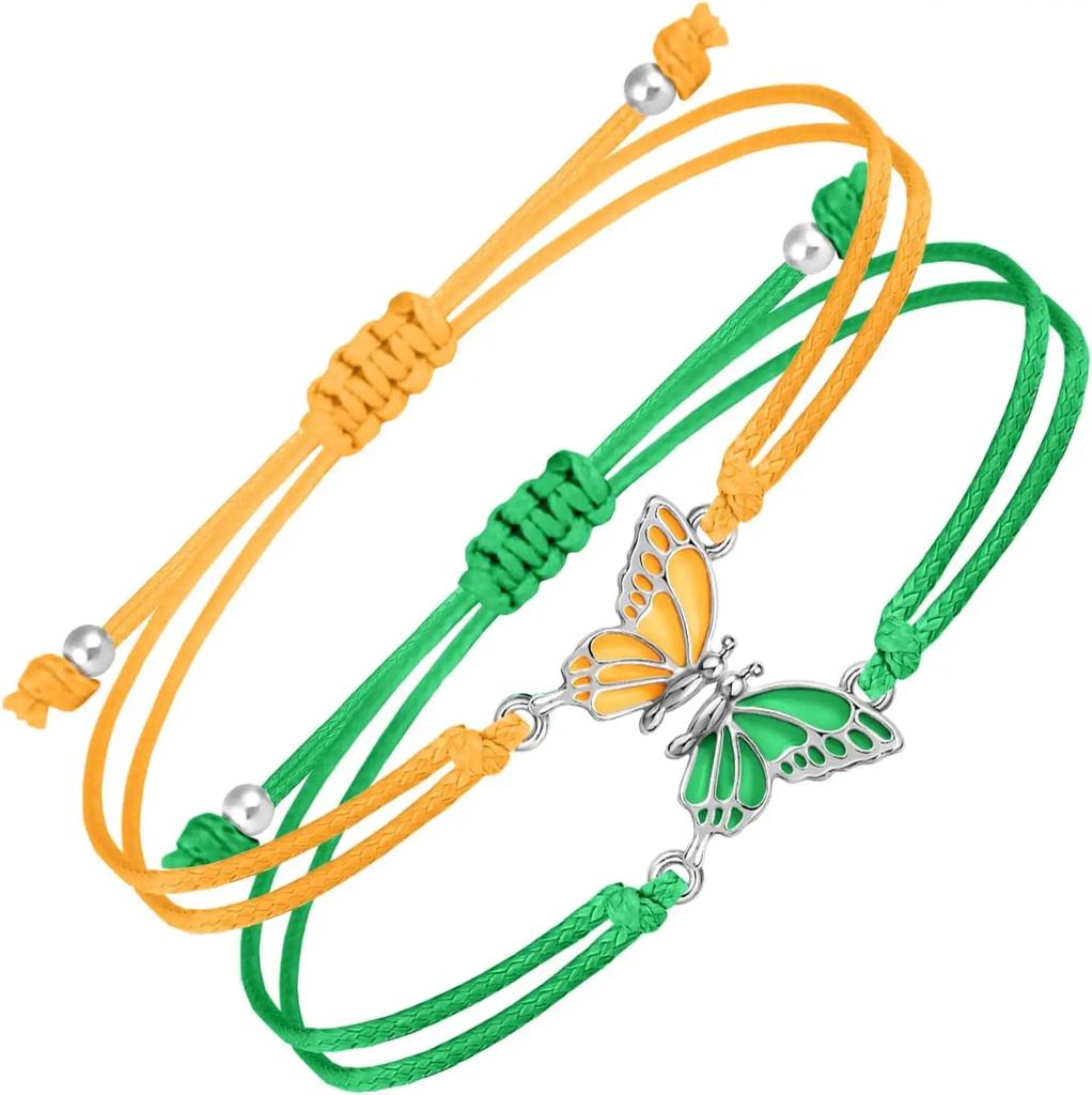 Braccialetti BFF per 2-Farfalla Coordinati Regolabili Migliori Amici Braccialetti dell'Amicizia Fatti a Mano Gioielli Regali per Ragazze Adolescenti Donne