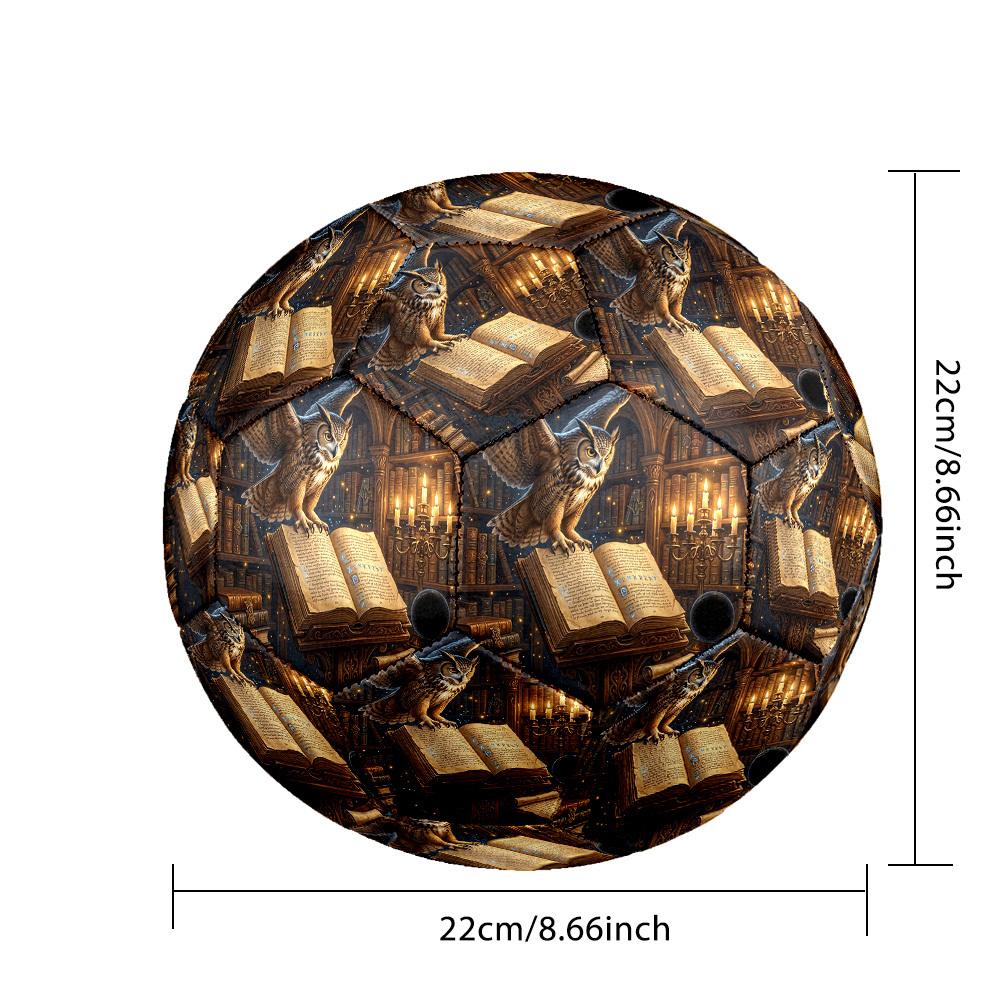 1pc Wise Owl Library Theme Soccer Ball Football, Size 5, Lightweight PVC, Outdoor Training Soccer Ball,Sports Gift t61445