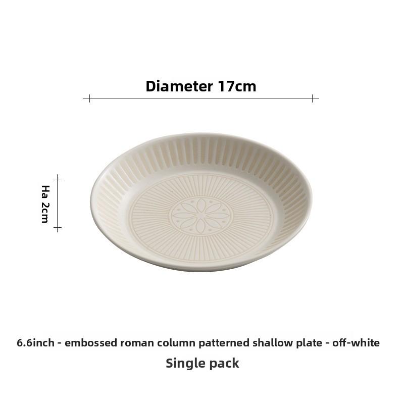 Ceramic Plate with Embossed Floral Print Elegant Japanese Style Dinnerware for Home Use