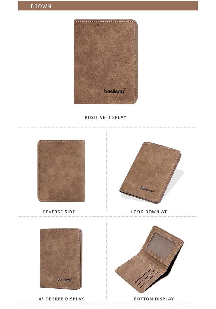 Carteira Masculina Baellerry Casual Fosca de Grande Capacidade Curta
