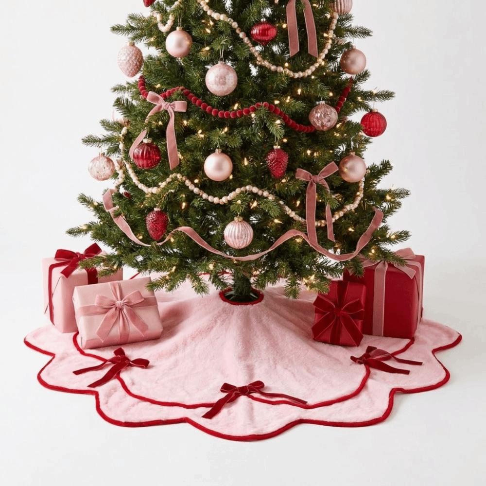 Plush Surface Christmas Tree Skirt Elegant Edge Furry Tree Skirt Festive Decoration