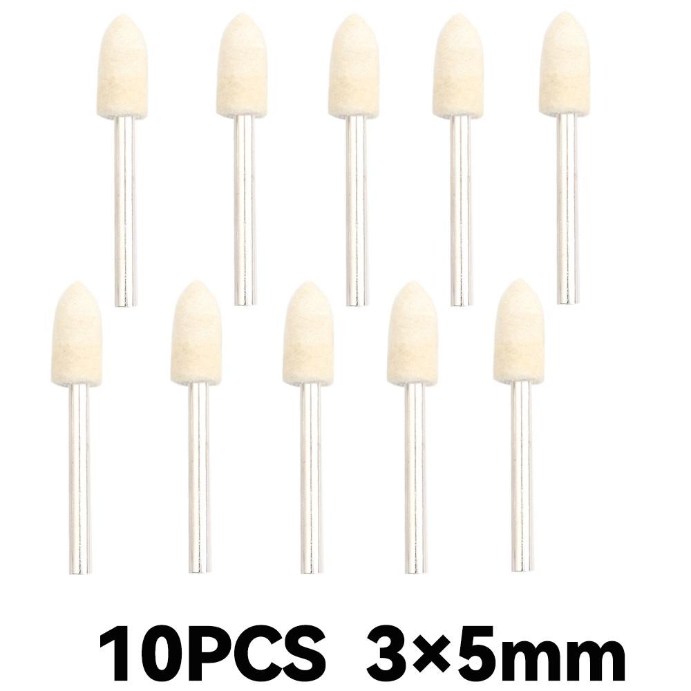 10Pcs/5Pcs Wool Felt Mounted Polishing Buffing Wheel OD 3-10mm Grinding Head for Dremel Drill Rotary Tool 3mm Shank