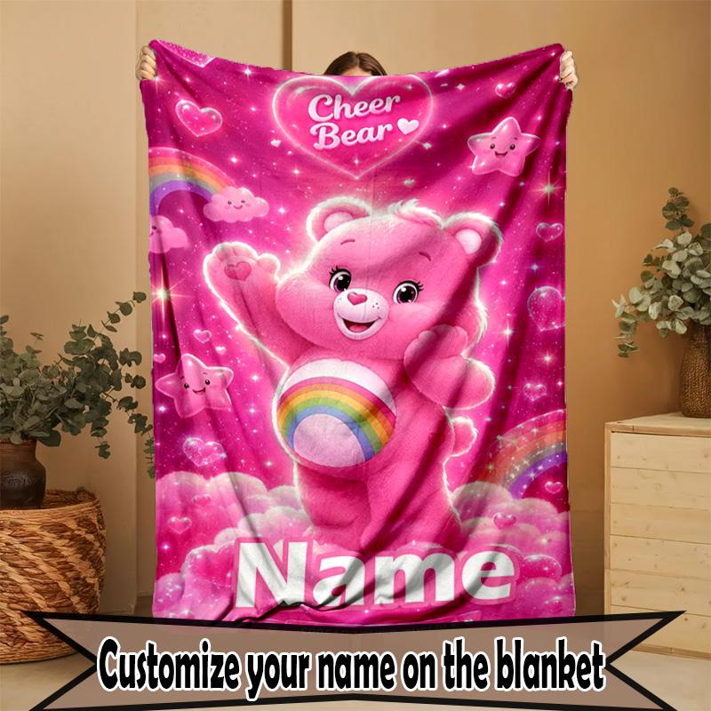 Custom Name Personalized Care Bears Print Blanket, Home Decor, Bedroom, Sofa, Camping, Couch, Gifts for Birthday ChristmasEnthusiasts