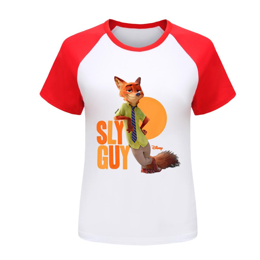 Fashionable Round Neck Short Sleeve Work Clothes Printed Tops For KID Summer Tops