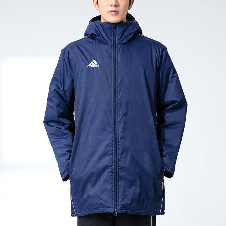 Adidas Solid Color Logo Casual Windproof Warm Cotton Jacket Men Jackets Blue CV3747