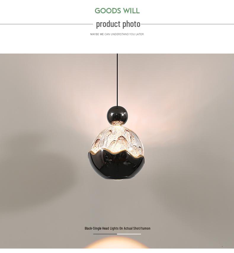 Italian Luxury Bedside Pendant Light - Snow Mountain Style, Adjustable Height, Handcrafted for Foyer or Bedroom.