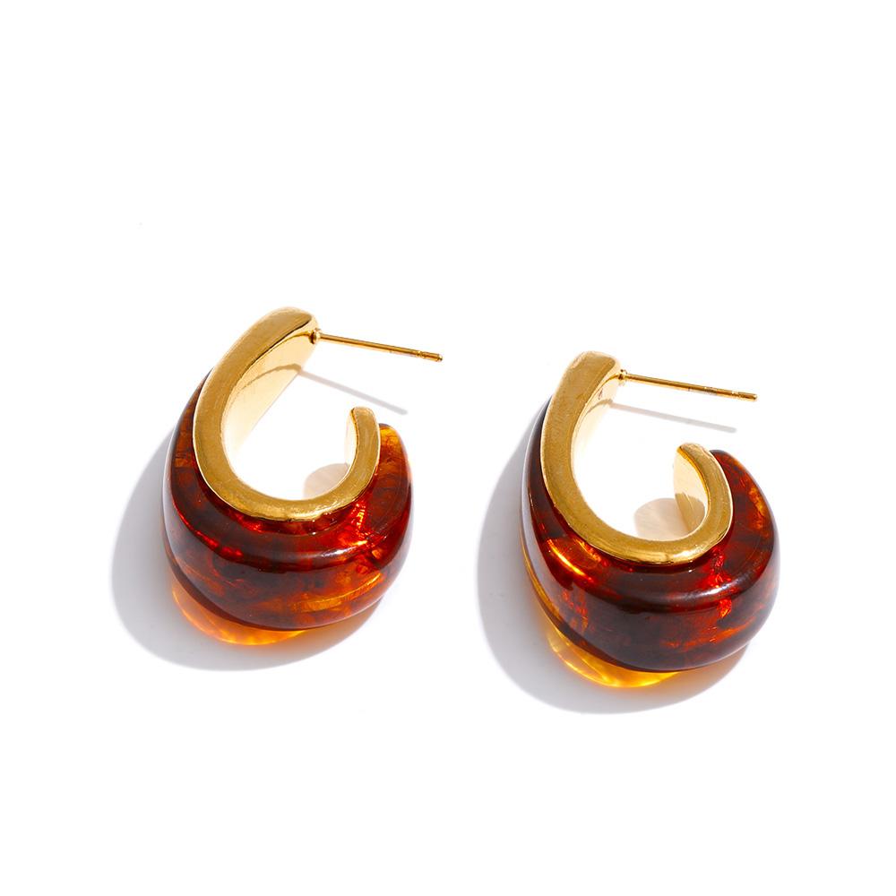 

Yhpup Red Black Resin Acrylic Geometric Gold Colors Earrings Stainless Steel Autumn Winter Trendy Fashion Trendy Jewelry Gift