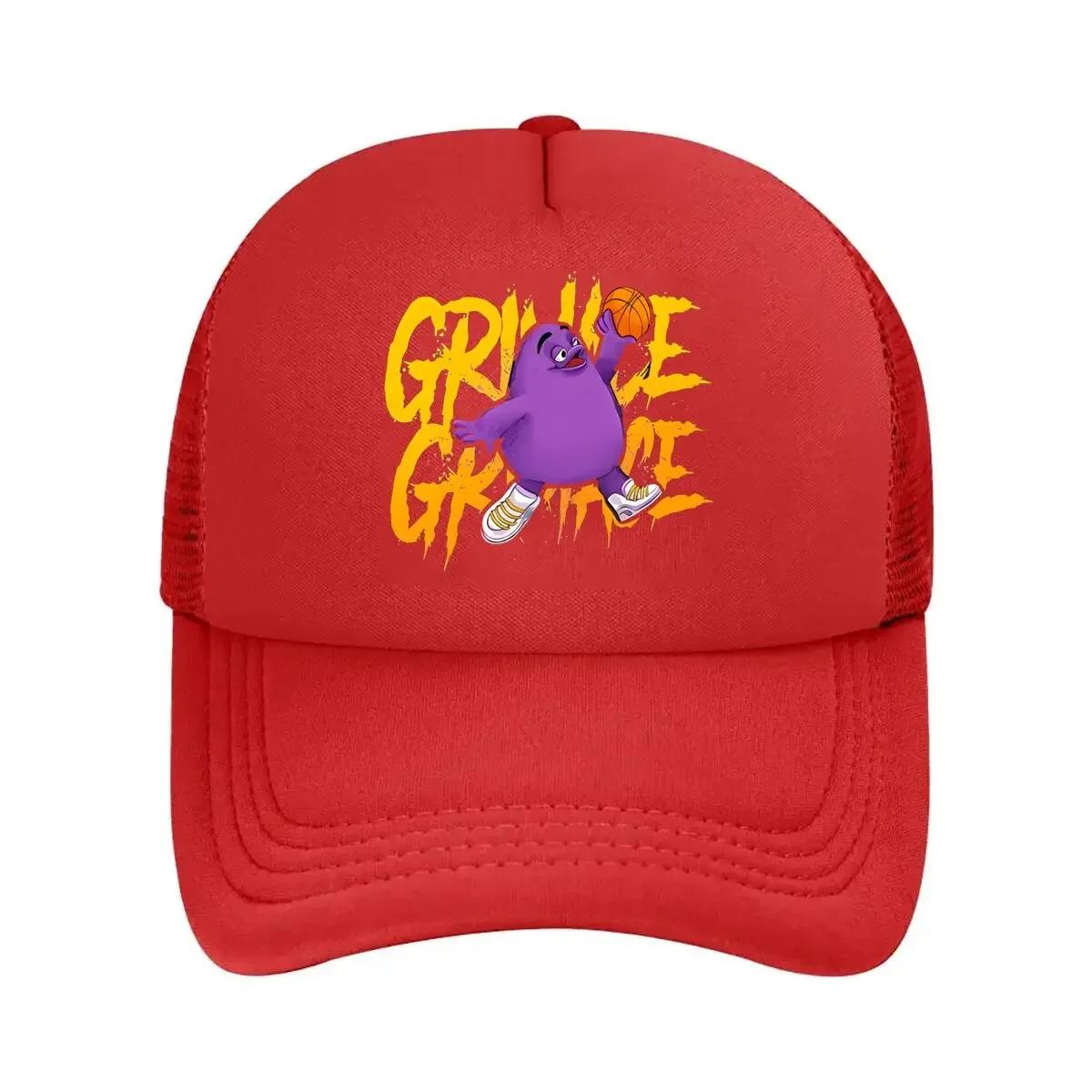 Purple Mascot Dunking Basketball with GRIME Mesh Baseball Cap One Size