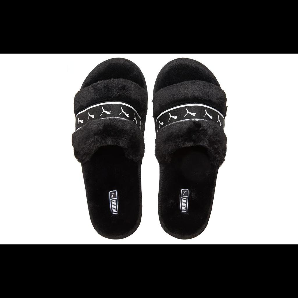PUMA Fluff Remix Womens Slide Sandals Black Comfortable Stylish 385240-01