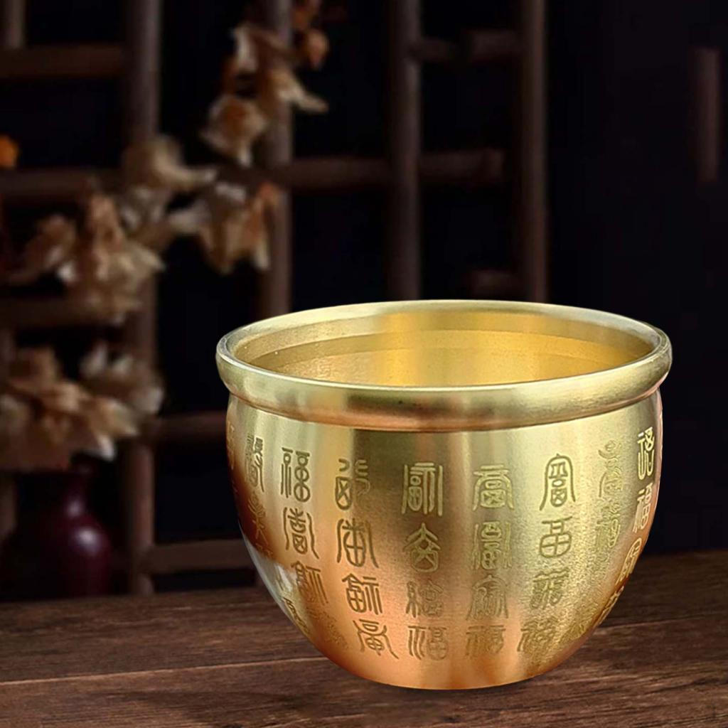 Латунная чаша Фэн-шуй Копилка Цилиндр Фортуны Китайский стиль Рисоварка Статуэтка Рог изобилия Удача 6.9cm