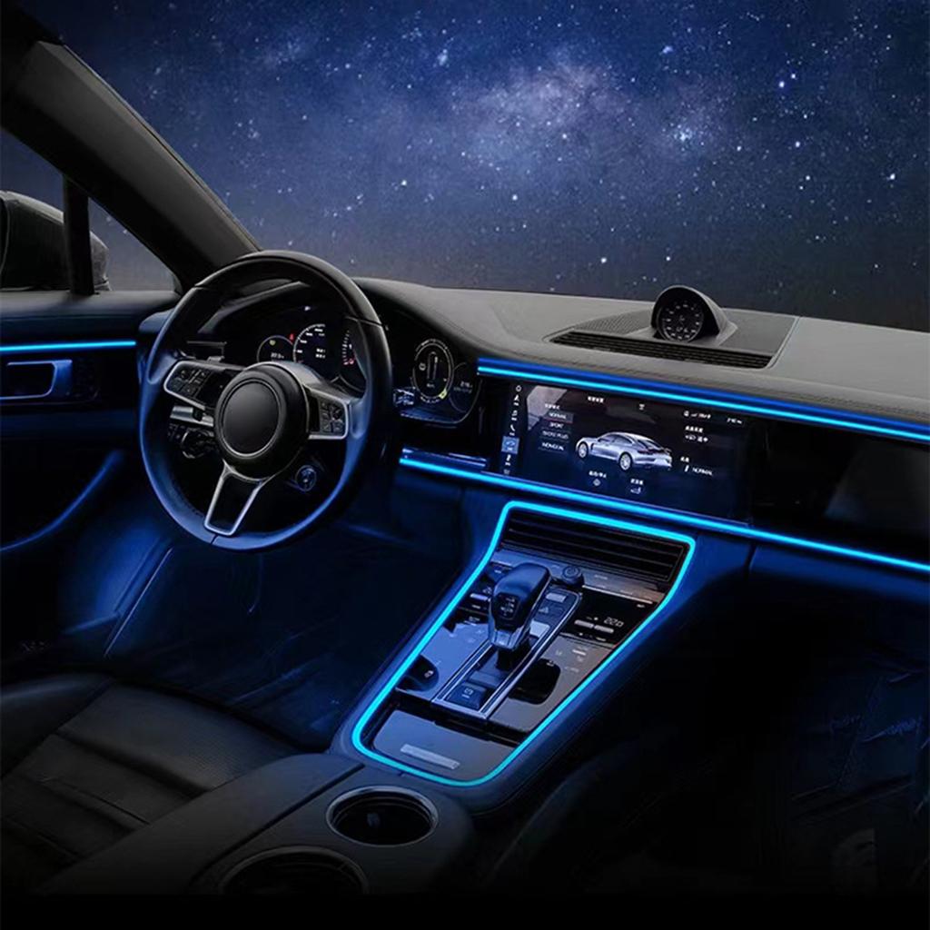 USB Car Interior Strips Lights Multicolor LED Fiber  Lighting set Simple Installation for Dashboard & Console