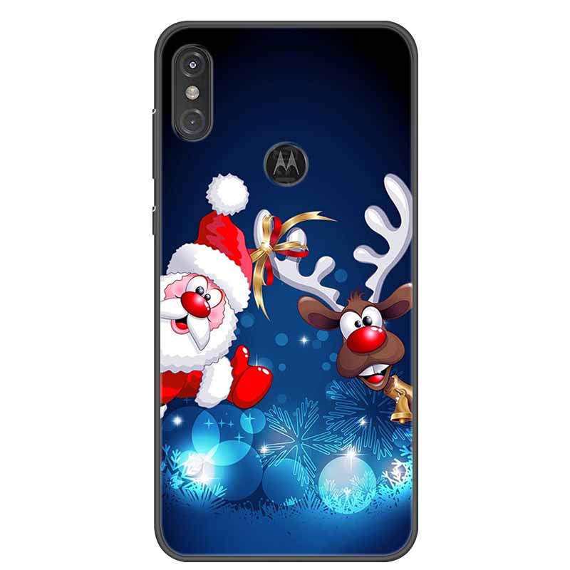 For Moto One Vision Case Luxury Silicone TPU Soft Cover Phone Case For Motorola Moto One Action Macro Shockproof Christmas Coque