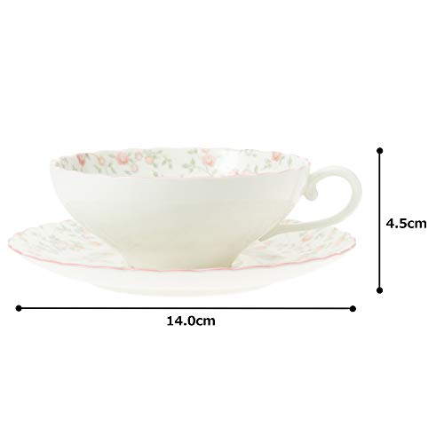 Noritake Tea Cup & Saucer, 180cc, Cutie Rose Design, Microwave-Safe, Bone China, T58043A/9940