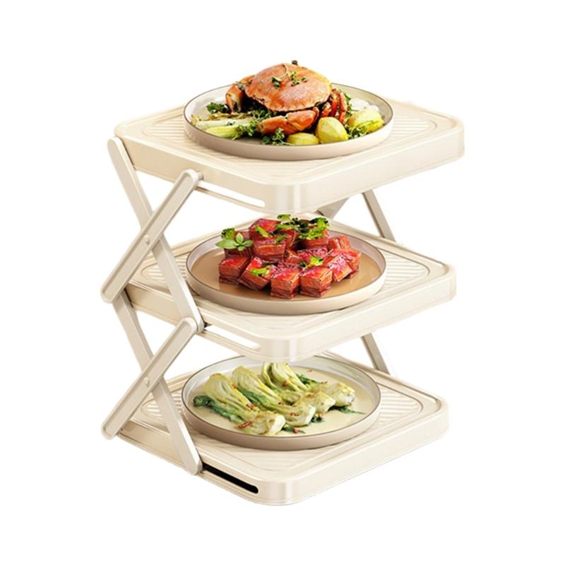 Stackable ABS Kitchen Shelf With Multiple Layers For Efficient Food Prep And Storage Space Saving белый